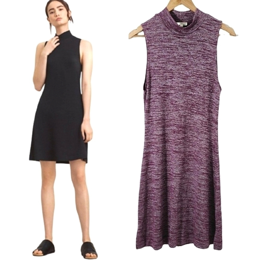 𝅺aritzia WILFRED FREE Hardison Mock Neck Knit Dress in Heather Lila Size Large